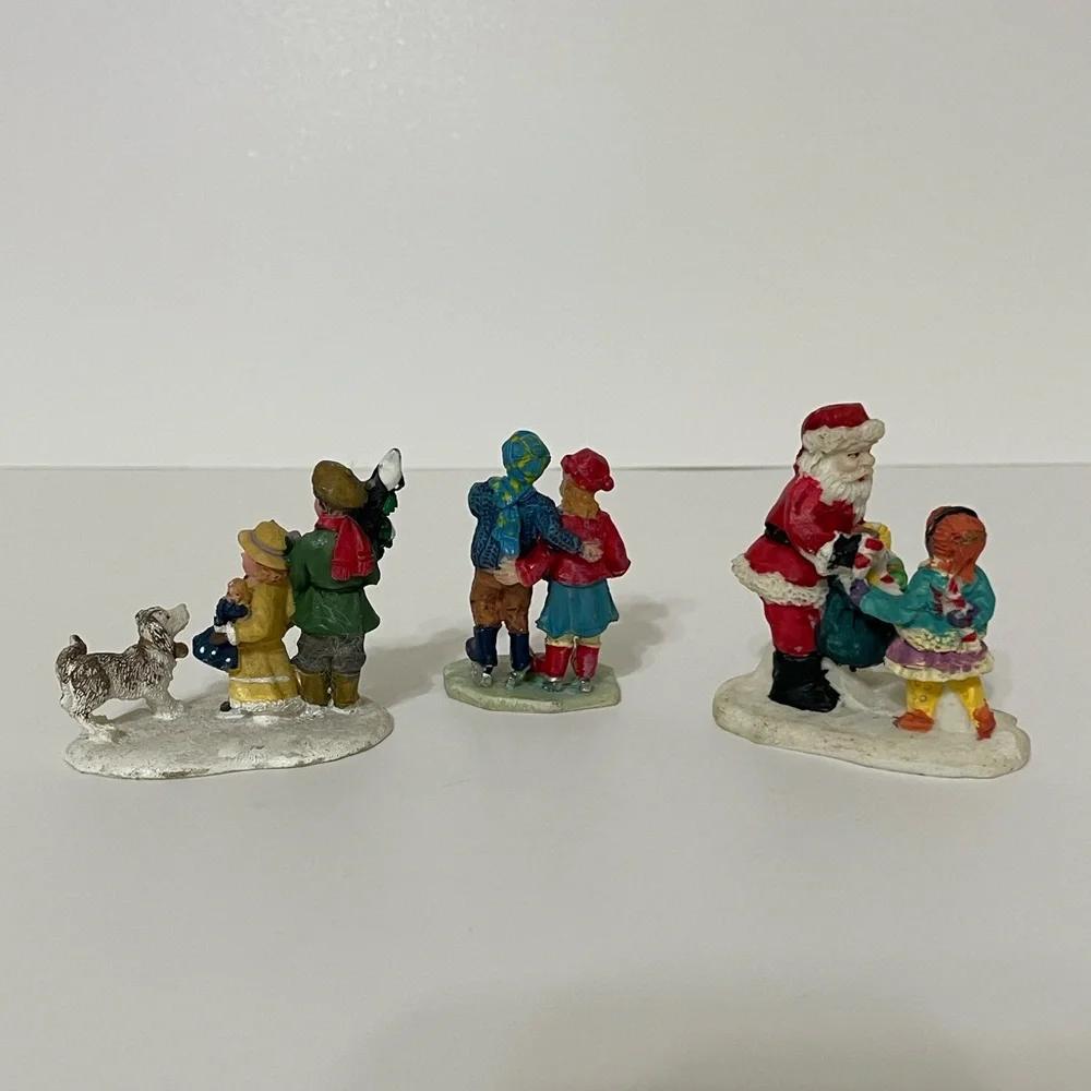 Vintage Set/3 Victorian snow village figurines